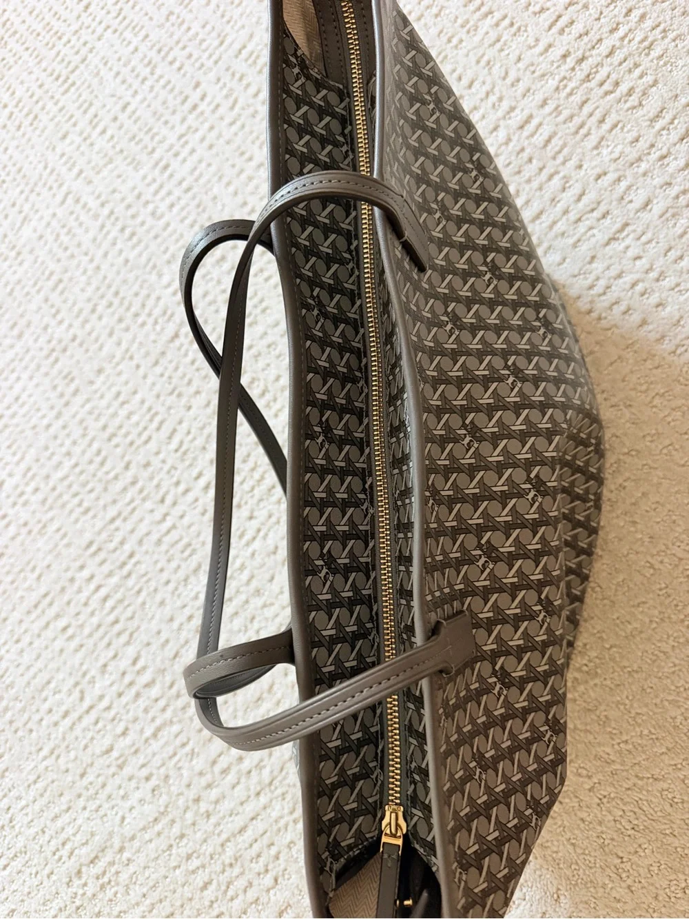 Tory Burch Gray Ever Ready Zip Tote with Matching Zip Pouch